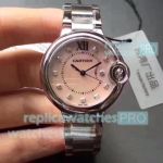 AAA replica TW factory Cartier Ballon Bleu pink mother-of-pearl dial 33mm 